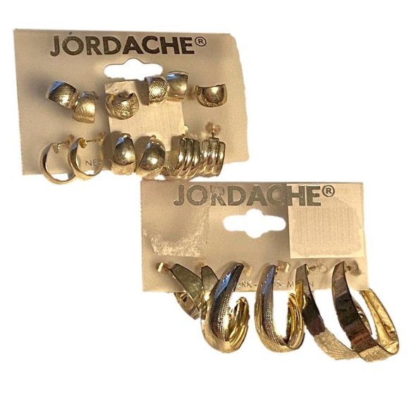 Vintage Jordache Set of NINE Hoop Earrings - NEW on Card - Picture 1 of 7